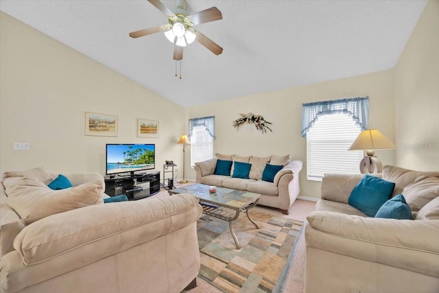 2855 Picadilly Cir, Kissimmee, FL 34747 - living area featuring lofted ceiling and a ceiling fan