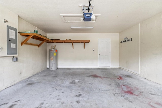 17 Eugenia Ct N, Homosassa, FL 34446 - garage with a garage door opener, electric panel, electric water heater, and concrete block wall