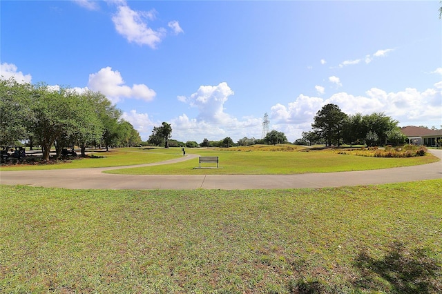 view of property's community featuring a yard