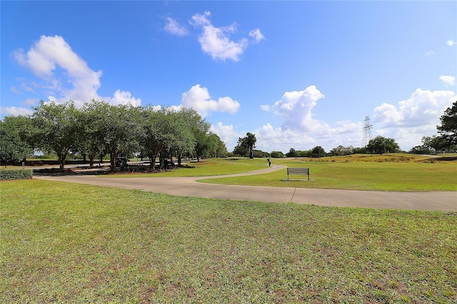 view of property's community featuring a yard