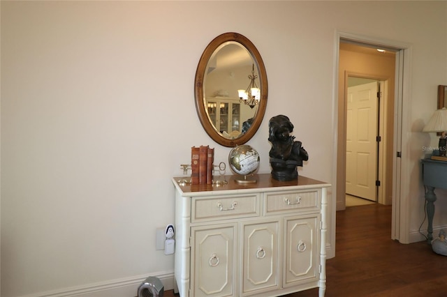 hall featuring dark wood-style floors