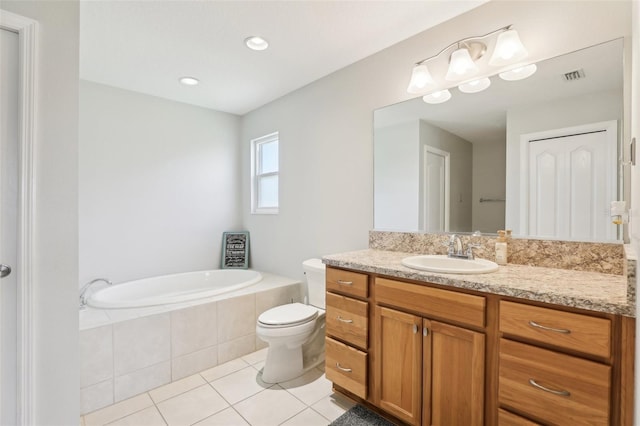 3329 Boyd Cir, Oxford, FL 34484 - bathroom with a bath, vanity, tile patterned flooring, and toilet