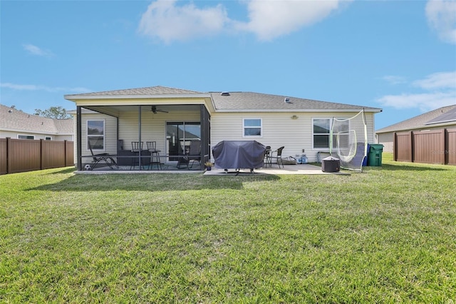 3329 Boyd Cir, Oxford, FL 34484 - back of house with ceiling fan, a patio, and a sunroom