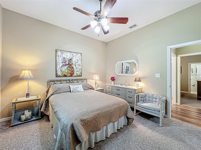 25523 Maurepas Ln, Leesburg, FL 34748 - bedroom featuring visible vents, baseboards, ceiling fan, and carpet floors
