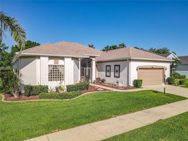 25523 Maurepas Ln, Leesburg, FL 34748 - single story home with an attached garage, concrete driveway, stucco siding, and a front yard