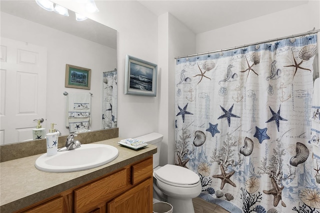 full bathroom with toilet and vanity