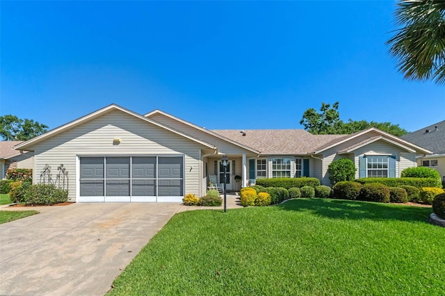 6608 Borg, Leesburg, FL 34748 - ranch-style house with concrete driveway, a front yard, and an attached garage