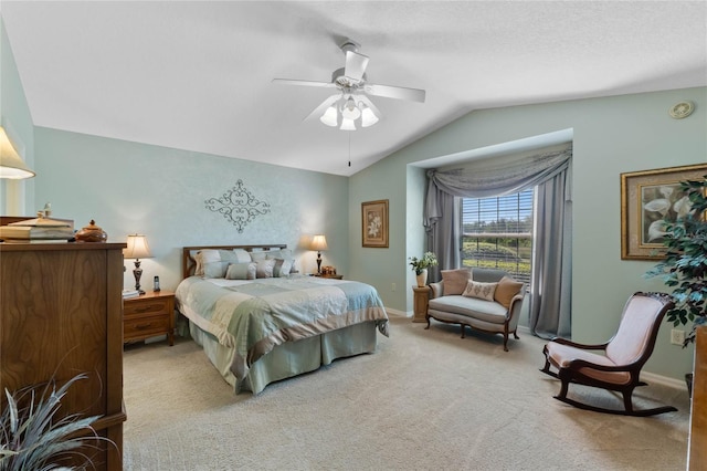 6608 Borg, Leesburg, FL 34748 - carpeted bedroom with baseboards, vaulted ceiling, and a ceiling fan