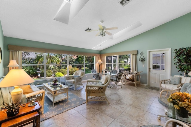6608 Borg, Leesburg, FL 34748 - sunroom featuring tile patterned flooring, visible vents, baseboards, and vaulted ceiling