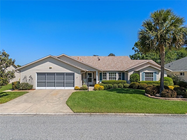 6608 Borg, Leesburg, FL 34748 - ranch-style home with concrete driveway, an attached garage, and a front lawn