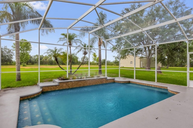10901 Island Grove Rd, Clermont, FL 34711 - outdoor pool featuring a yard and glass enclosure