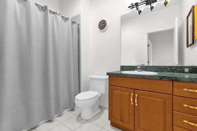 10901 Island Grove Rd, Clermont, FL 34711 - bathroom with vanity, tile patterned floors, and curtained shower
