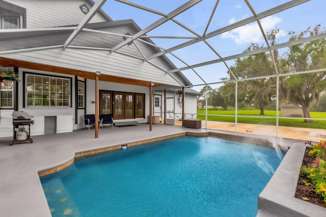 10901 Island Grove Rd, Clermont, FL 34711 - swimming pool featuring a patio, area for grilling, a lanai, and french doors