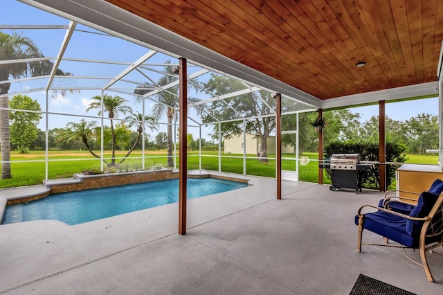 10901 Island Grove Rd, Clermont, FL 34711 - swimming pool with a patio, a lanai, a yard, and area for grilling