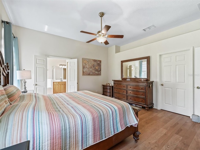 17787 SE 114th Ave, Summerfield, FL 34491 - bedroom featuring ceiling fan, visible vents, and light wood-style flooring