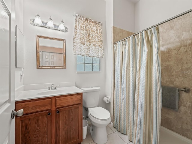 17787 SE 114th Ave, Summerfield, FL 34491 - full bathroom with tile patterned flooring, toilet, vanity, and curtained shower