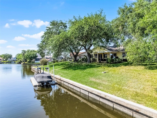 14 Clear Ct, Palm Coast, FL 32137 - dock area with a water view and a yard