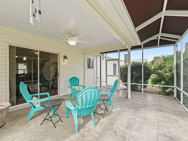 9621 SE 168th Maplesong Ln, The Villages, FL 32162 - sunroom featuring ceiling fan