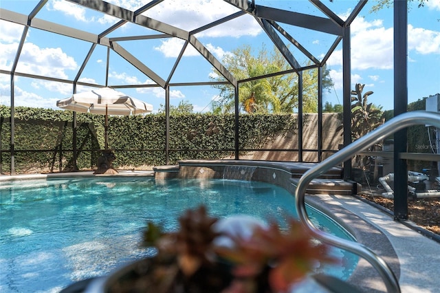 view of pool featuring a lanai and a fenced in pool