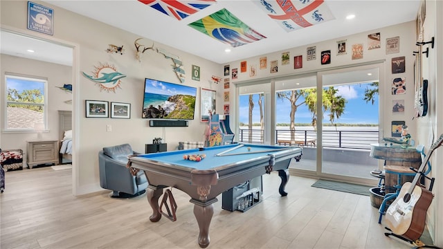 26516 Savage Cir, Howey In The Hills, FL 34737 - rec room featuring billiards, light wood finished floors, recessed lighting, and baseboards