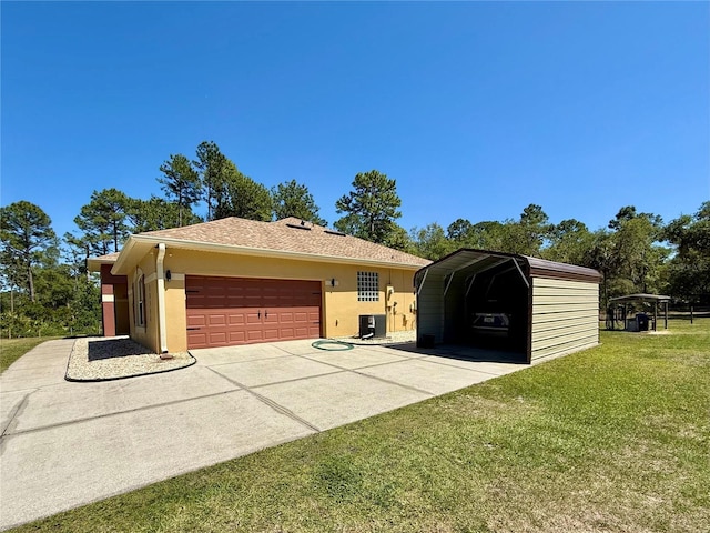 30554 Quince Ave, Eustis, FL 32736 - garage with driveway, a detached carport, and central AC unit
