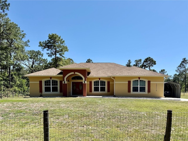 30554 Quince Ave, Eustis, FL 32736 - ranch-style house with stucco siding, roof with shingles, and a carport