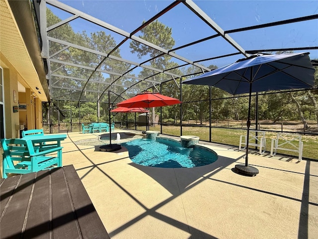 30554 Quince Ave, Eustis, FL 32736 - outdoor pool featuring a patio area, glass enclosure, and a hot tub