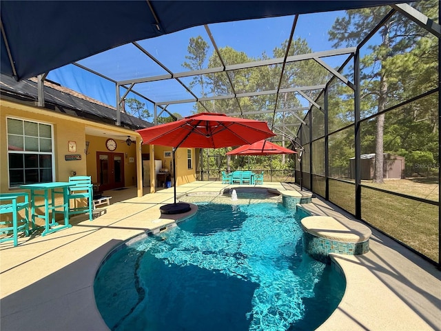 30554 Quince Ave, Eustis, FL 32736 - outdoor pool featuring french doors, a patio area, and glass enclosure