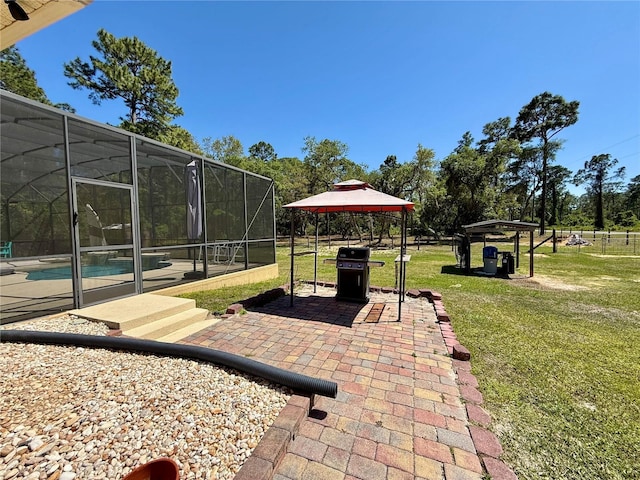 30554 Quince Ave, Eustis, FL 32736 - view of patio with a gazebo, an outdoor pool, grilling area, and a lanai