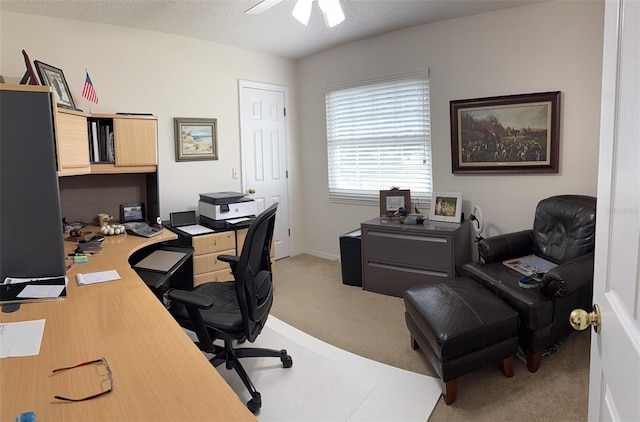 4941 Tradition Dr, Lakeland, FL 33812 - office area with light colored carpet, baseboards, and ceiling fan