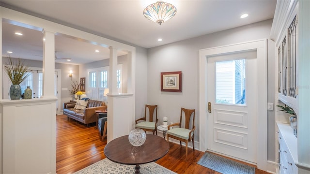 908 N Tremain St, Mount Dora, FL 32757 - entryway featuring recessed lighting, baseboards, and wood finished floors