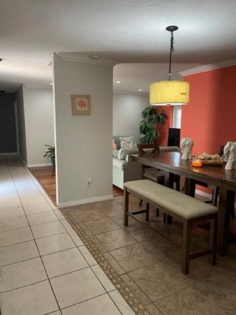 879 Little Bend Rd, Altamonte Springs, FL 32714 - dining area featuring crown molding, light tile patterned floors, and recessed lighting