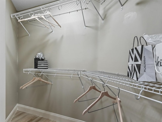 spacious closet featuring wood finished floors