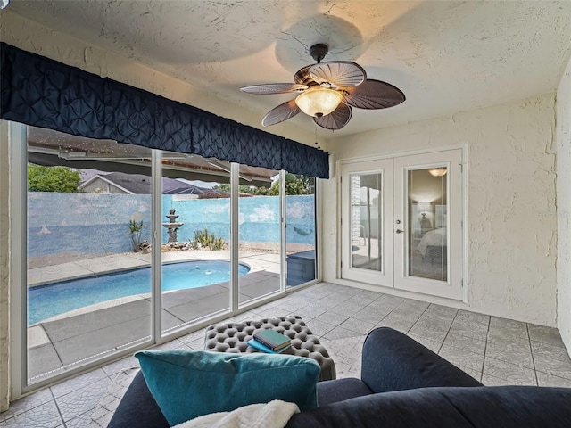 sunroom / solarium with french doors