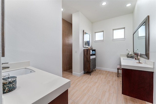 1111 Myrtle Breezes Ct, Fruitland Park, FL 34731 - full bath featuring vanity, walk in shower, and recessed lighting
