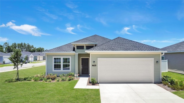 7796 SW 74th Loop, Ocala, FL 34481 - view of front facade with an attached garage, roof with shingles, a front yard, and concrete driveway