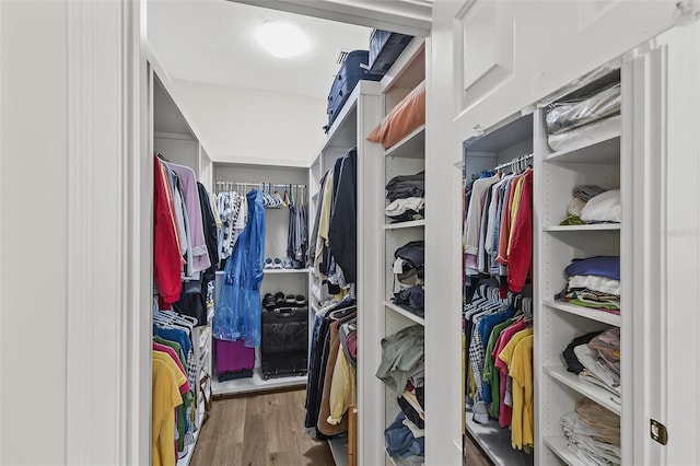spacious closet with wood finished floors