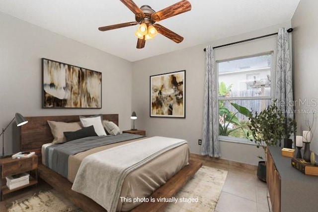 1307 Rain Forest Ln, Minneola, FL 34715 - bedroom with multiple windows, light tile patterned floors, and a ceiling fan