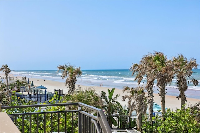 property view of water featuring a view of the beach