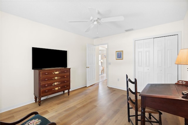 8097 SE 174th Belhaven Loop, The Villages, FL 32162 - office space with light wood-style floors, baseboards, and ceiling fan