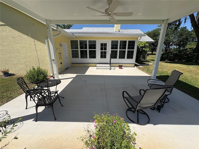 view of patio / terrace with a ceiling fan