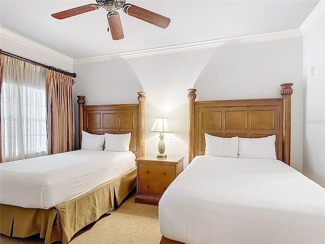 1356 Centre Court Ridge Dr Unit 103, Reunion, FL 34747 - bedroom with light carpet, ceiling fan, and crown molding