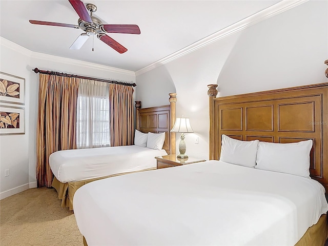 1356 Centre Court Ridge Dr Unit 103, Reunion, FL 34747 - bedroom with baseboards, a ceiling fan, light colored carpet, and ornamental molding