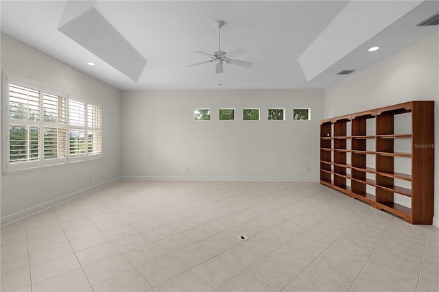 1721 Sunset Ridge Dr, The Villages, FL 32162 - unfurnished room with ceiling fan, recessed lighting, baseboards, and light tile patterned flooring