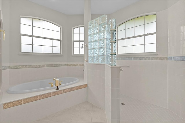 1721 Sunset Ridge Dr, The Villages, FL 32162 - bathroom featuring a bath, healthy amount of natural light, and walk in shower