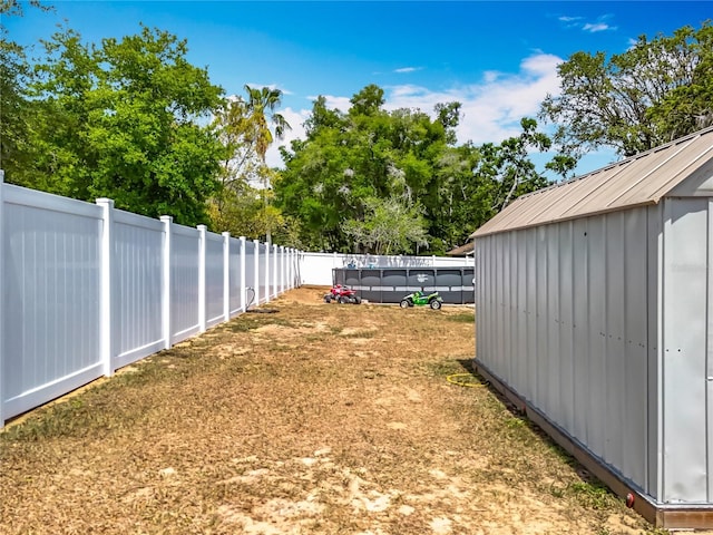1001 N Lakeshore Blvd, Howey In The Hills, FL 34737 - view of yard with an outbuilding, a storage shed, and a fenced backyard