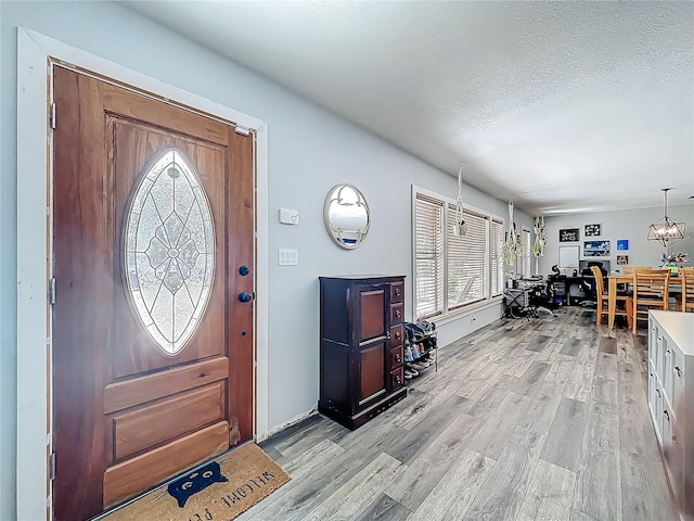 1001 N Lakeshore Blvd, Howey In The Hills, FL 34737 - foyer entrance with baseboards, light wood-style floors, and a textured ceiling
