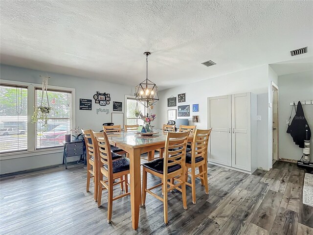 1001 N Lakeshore Blvd, Howey In The Hills, FL 34737 - dining room featuring a textured ceiling, visible vents, and wood finished floors