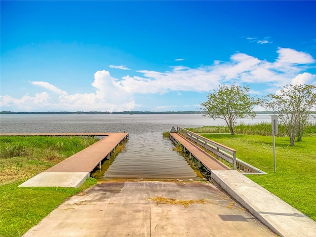 1001 N Lakeshore Blvd, Howey In The Hills, FL 34737 - view of community featuring a water view, a dock, and a lawn