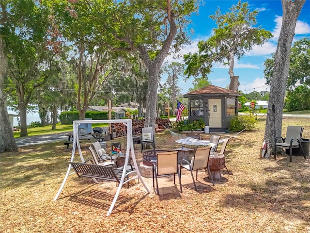 1001 N Lakeshore Blvd, Howey In The Hills, FL 34737 - view of yard with a fire pit